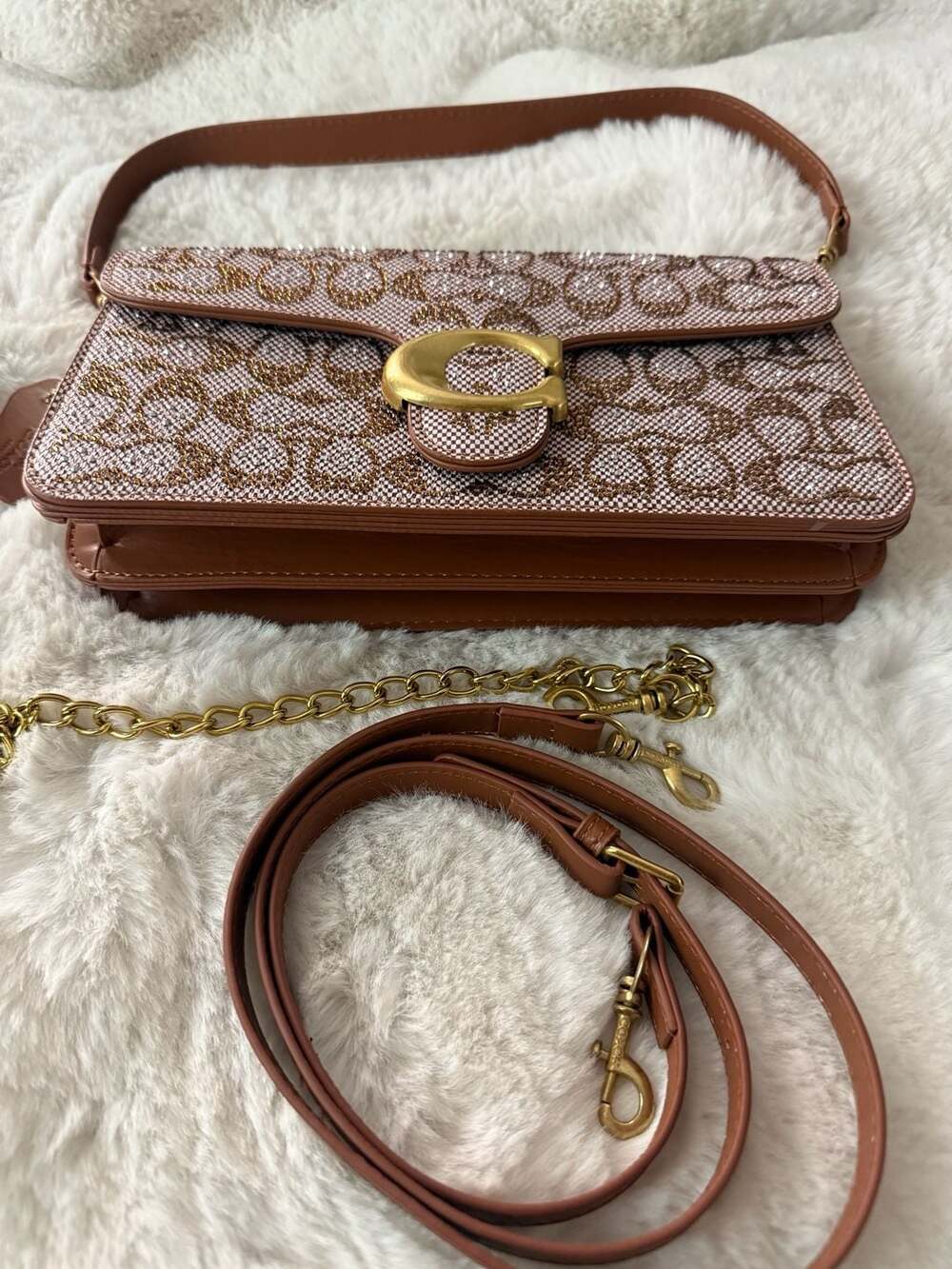 COACH Tabby 26 Crystal Embellished Signature Jacquard Shoulder Bag - Picture 2 of 8